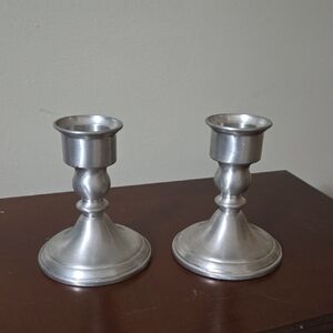Web Weighted Pewter Candle Holders Pair